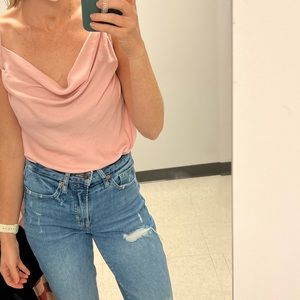 Blush BCBGeneration cowl neck satin tank top